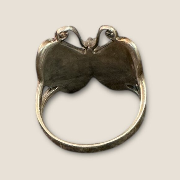 Vintage Sterling Silver Turquoise Inlaid Butterfly Ring Size 10.5 - Picture 5 of 10